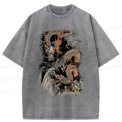 Tokyo-Tiger Japanese Ancient Dragon Washed T-Shirt