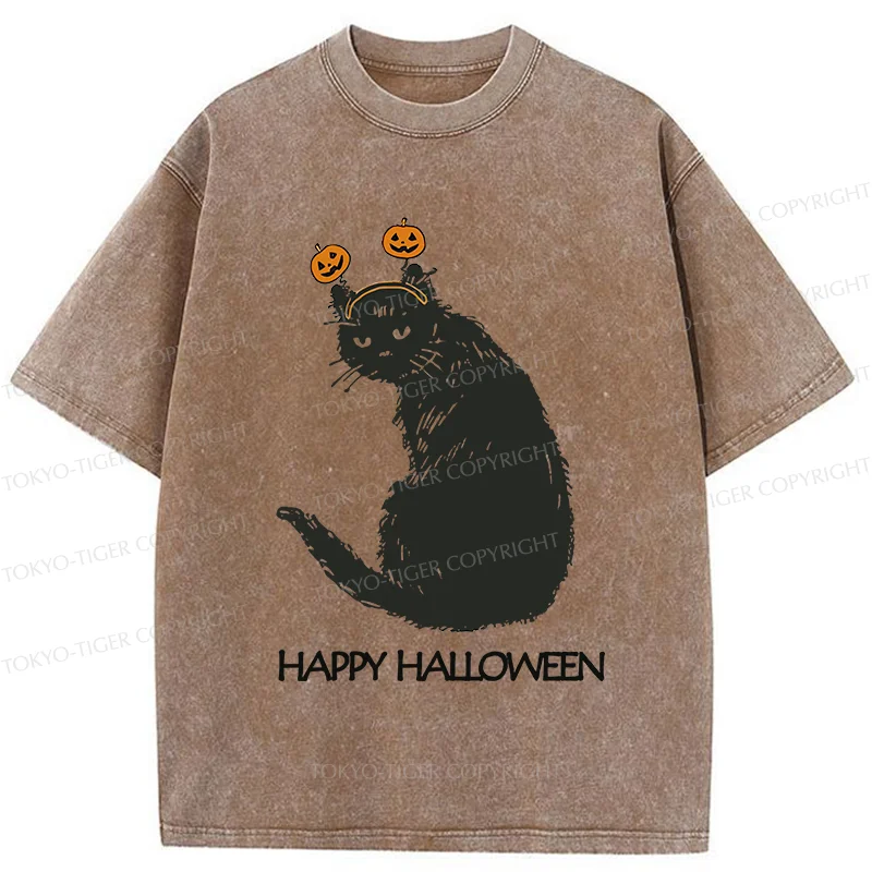 Tokyo-Tiger Halloween Cat Washed T-Shirt