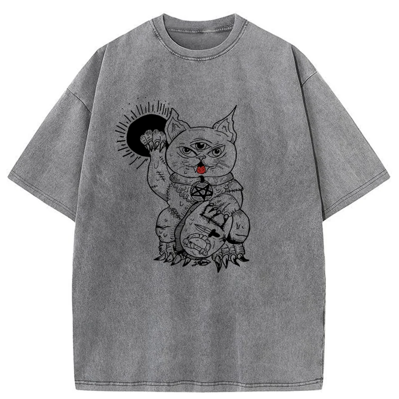 Tokyo-Tiger Evil Lucky Cat Washed T-Shirt