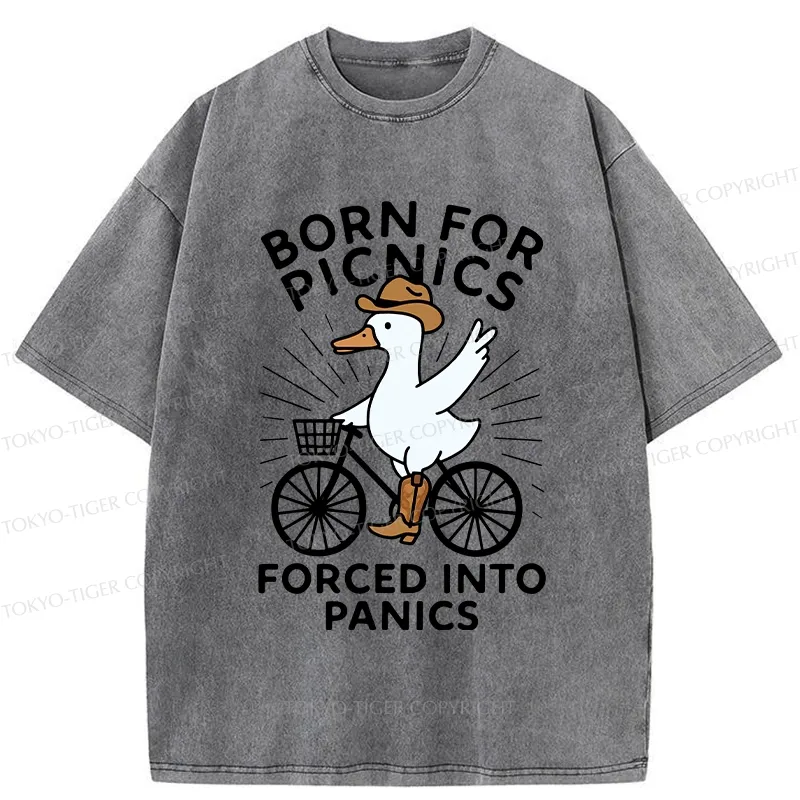 Tokyo-Tiger Born For Picnics Funny Washed T-Shirt