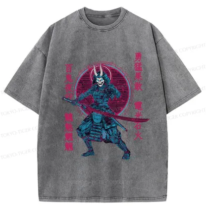 Tokyo-Tiger Japanese Oni Samurai Washed T-Shirt