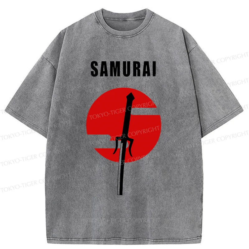 Tokyo-Tiger Samurai Sword Washed T-Shirt