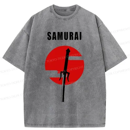Tokyo-Tiger Samurai Sword Washed T-Shirt