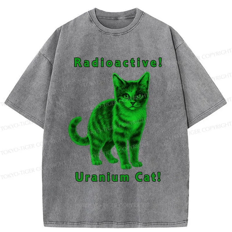 Tokyo-Tiger Green Pollution Cat Washed T-Shirt