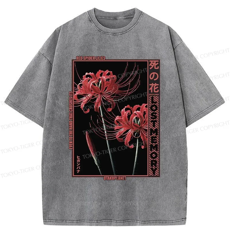 Tokyo-Tiger Red Spider Lily Washed T-Shirt