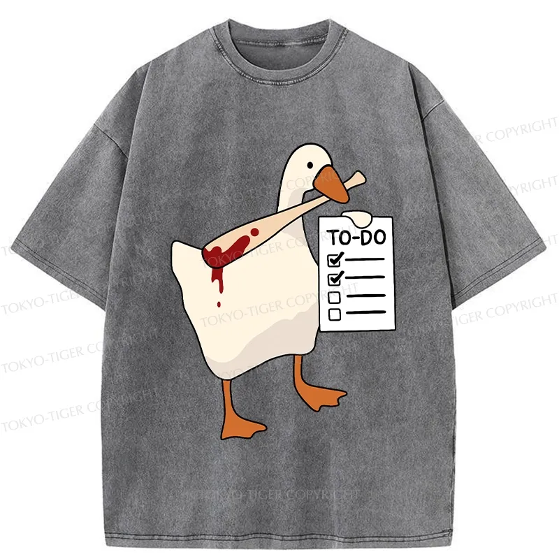 Tokyo-Tiger Task Slayer Goose Funny Washed T-Shirt