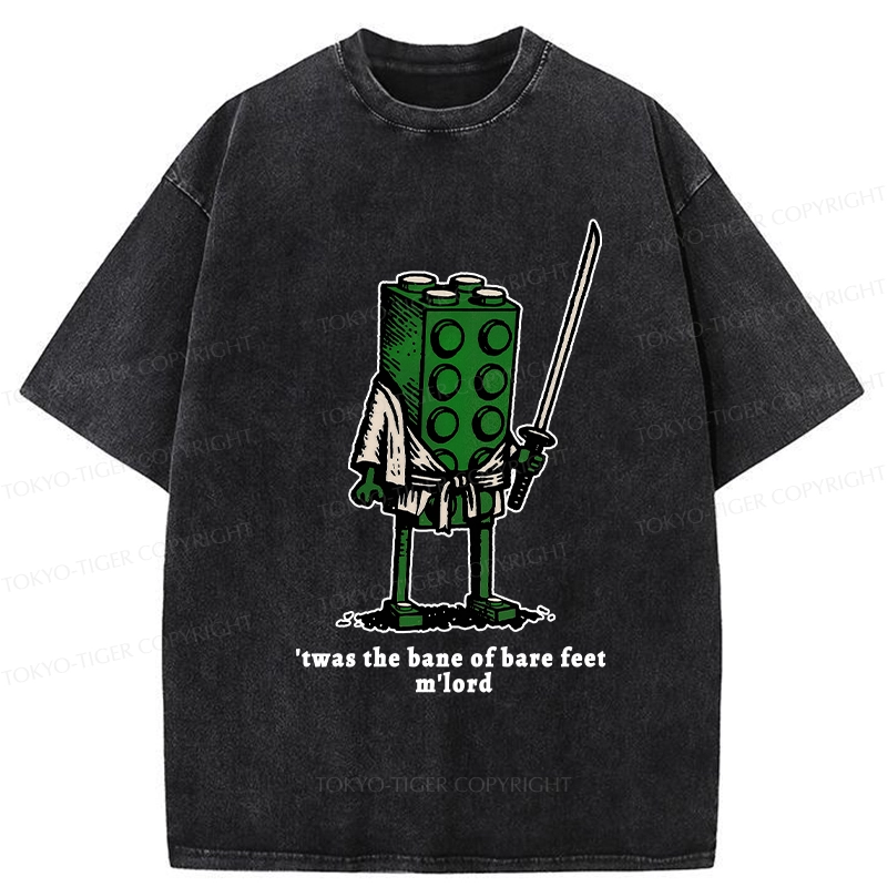 Tokyo-Tiger Funny Building Blocks Samurai Washed T-Shirt