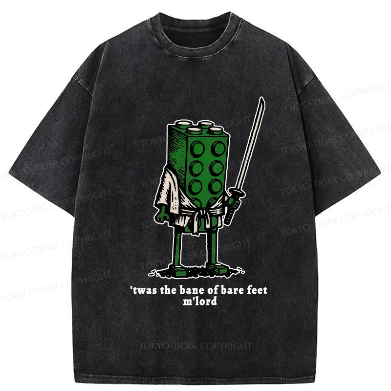 Tokyo-Tiger Funny Building Blocks Samurai Washed T-Shirt