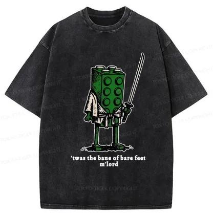 Tokyo-Tiger Funny Building Blocks Samurai Washed T-Shirt