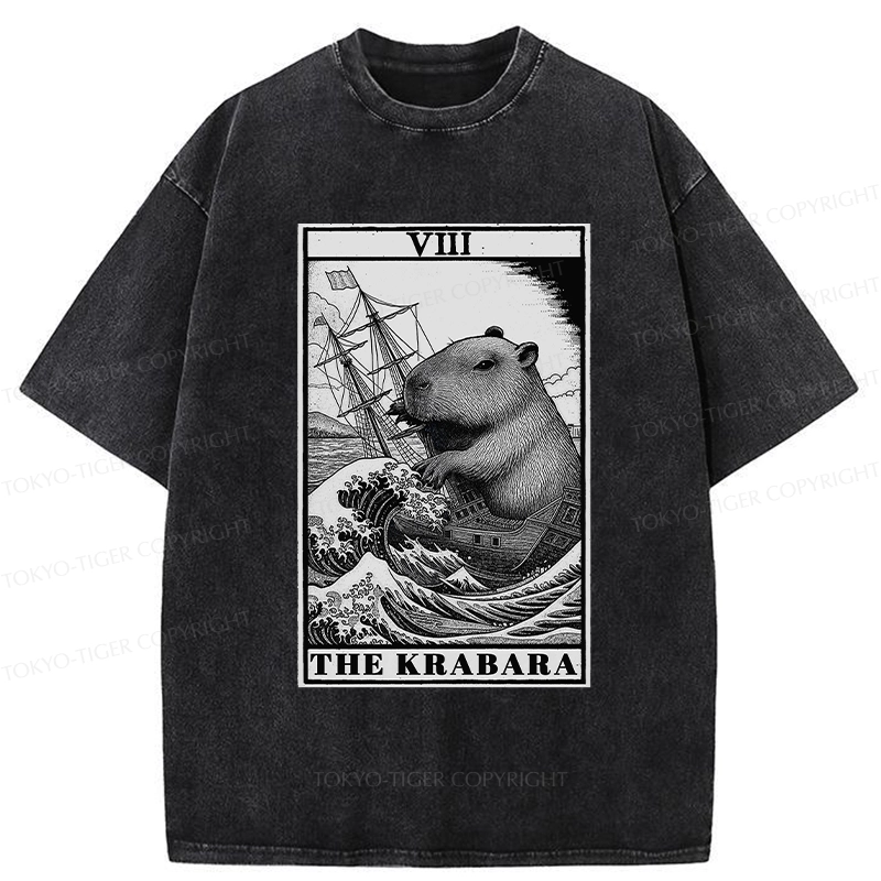 Tokyo-Tiger Capybara Destroyers In The Waves Washed T-Shirt