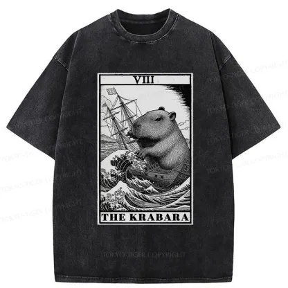 Tokyo-Tiger Capybara Destroyers In The Waves Washed T-Shirt