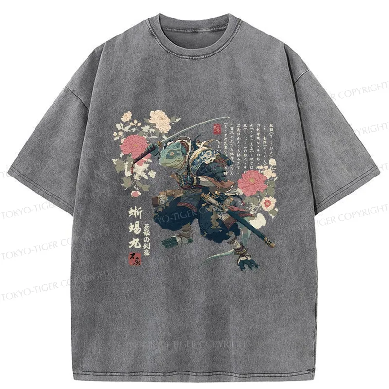 Tokyo-Tiger Lizard Samurai Washed T-Shirt