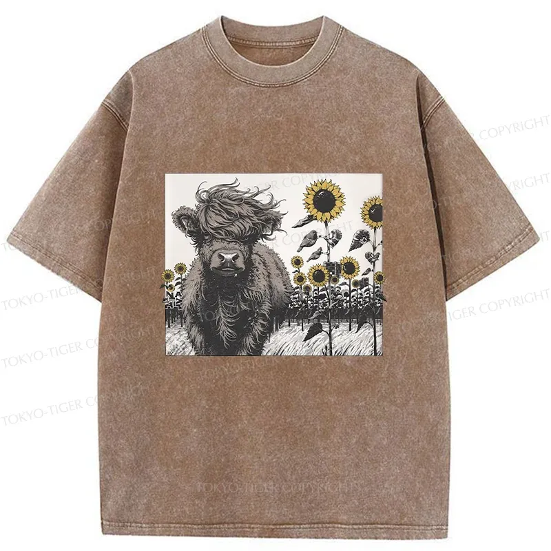 Tokyo-Tiger Cow In The Wind Washed T-Shirt