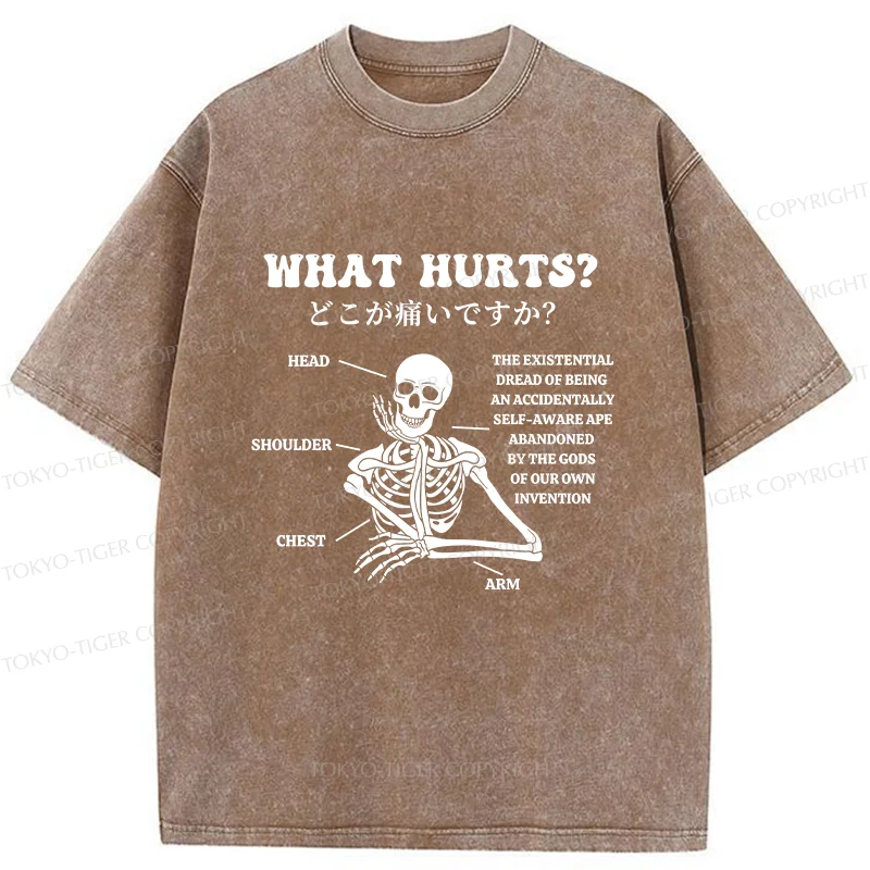 Tokyo-Tiger A Skeleton In Pain Washed T-Shirt