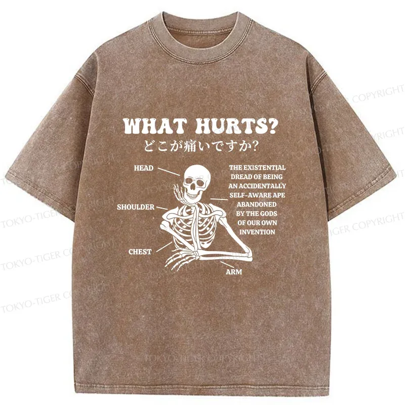 Tokyo-Tiger A Skeleton In Pain Washed T-Shirt