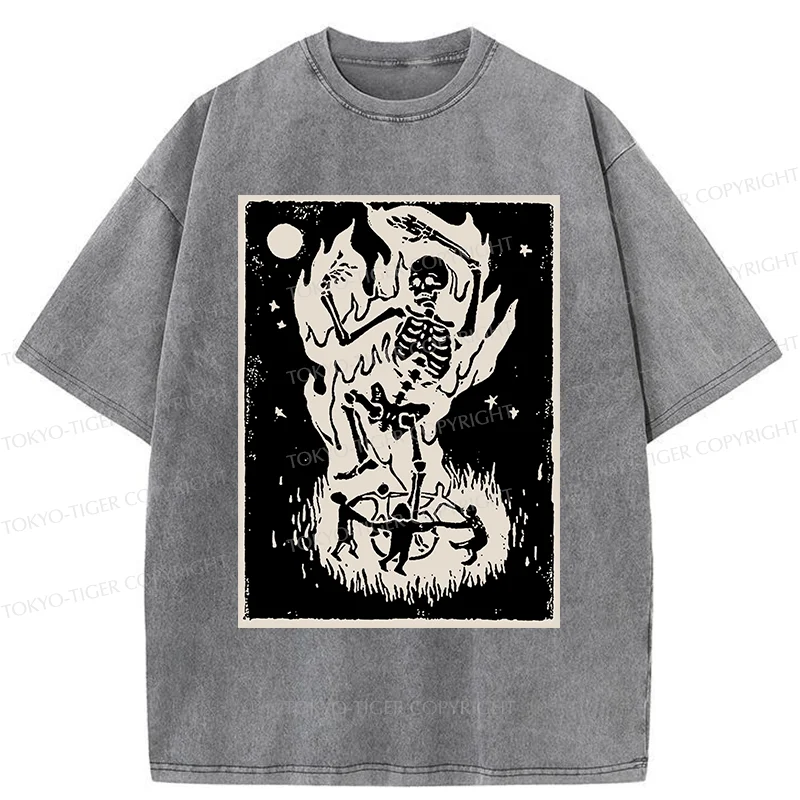 Tokyo-Tiger Summon Skeleton Washed T-Shirt