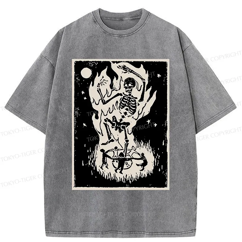 Tokyo-Tiger Summon Skeleton Washed T-Shirt