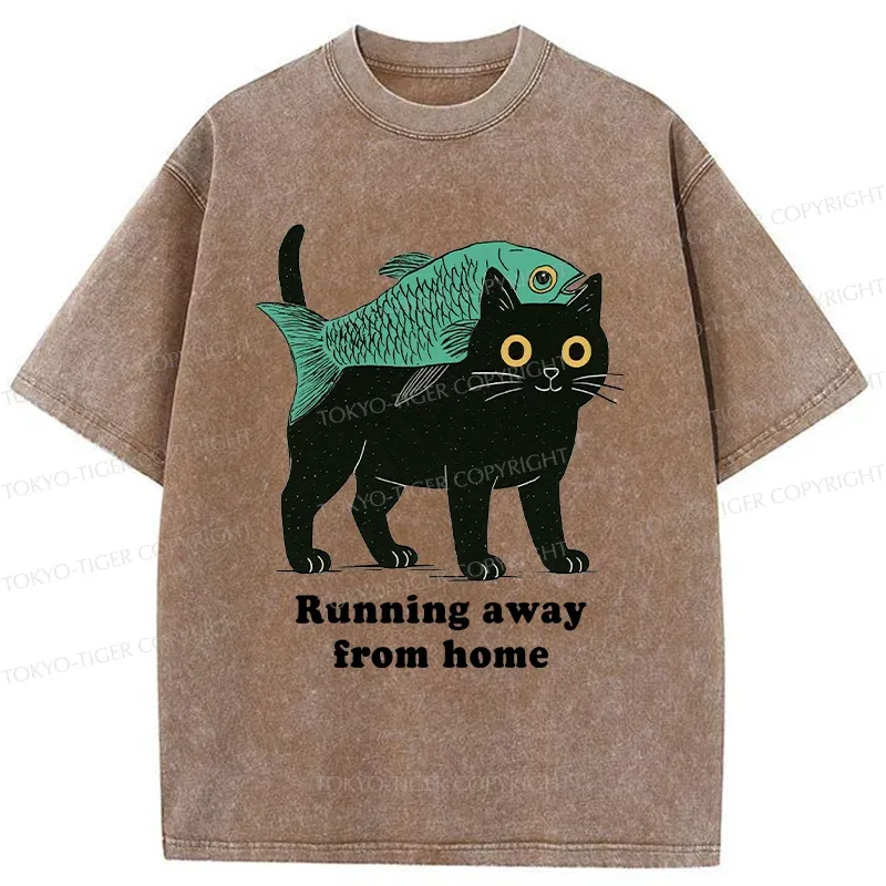 Tokyo-Tiger Runaway Cat Washed T-Shirt