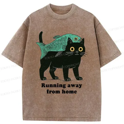 Tokyo-Tiger Runaway Cat Washed T-Shirt