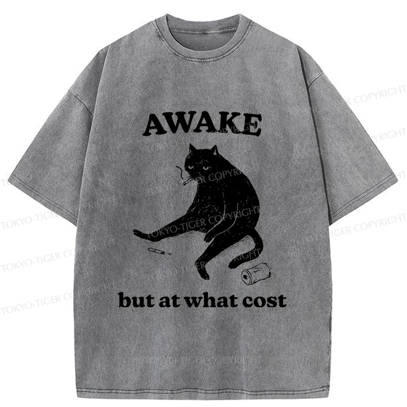 Tokyo-Tiger Decadent Smoking Cat Washed T-Shirt