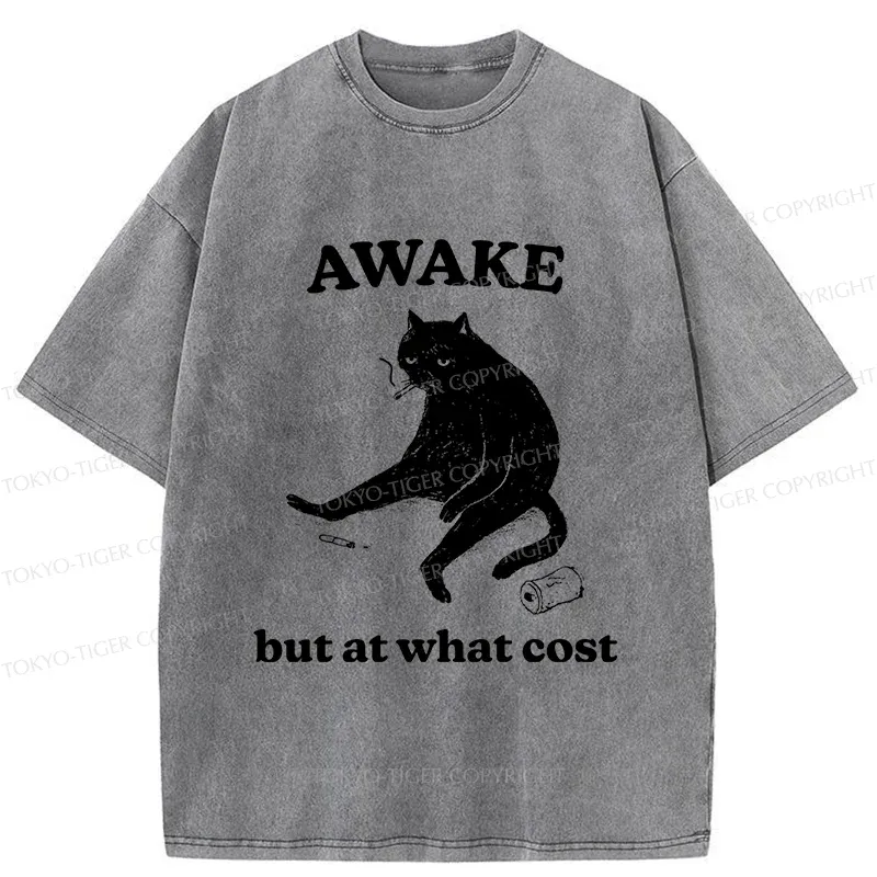 Tokyo-Tiger Decadent Smoking Cat Washed T-Shirt