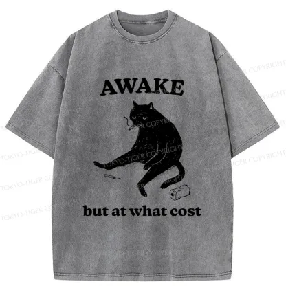 Tokyo-Tiger Decadent Smoking Cat Washed T-Shirt