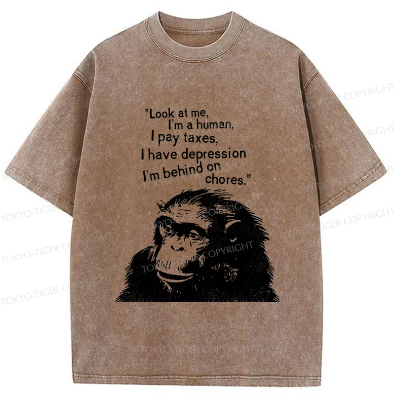 Tokyo-Tiger Stressed Monkey Washed T-Shirt