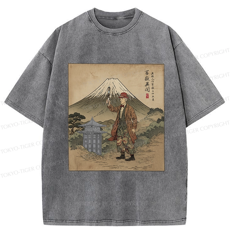 Tokyo-Tiger The Gentleman Who Encountered Mount Fuji Washed T-Shirt