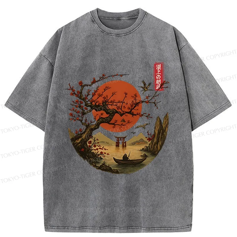 Tokyo-Tiger Japanese Tranquil Scenery Washed T-Shirt