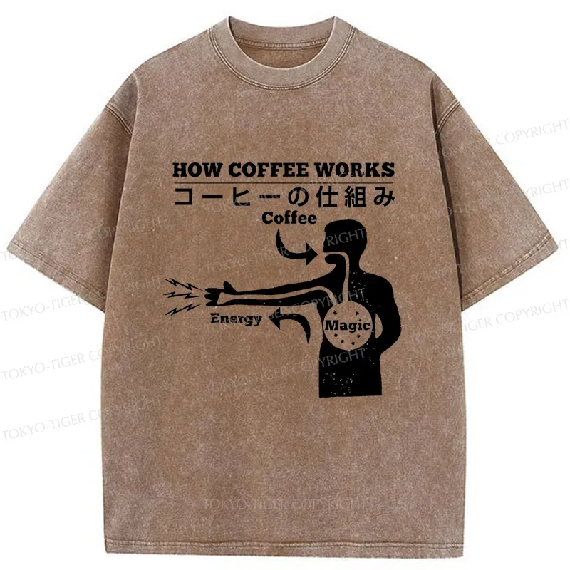 Tokyo-Tiger How Coffee Works Washed T-Shirt