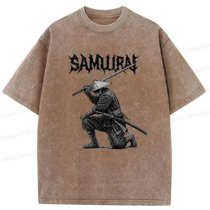 Tokyo-Tiger Retro Samurai Washed T-Shirt