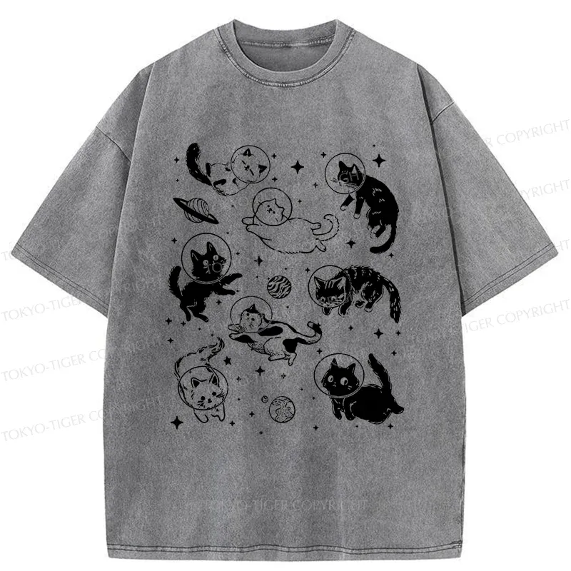 Tokyo-Tiger Space Cat Washed T-Shirt