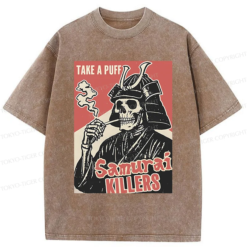Tokyo-Tiger Smoking Samurai Washed T-Shirt