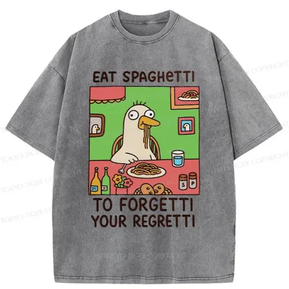 Tokyo-Tiger Stupid Goose Eating Pasta Washed T-Shirt