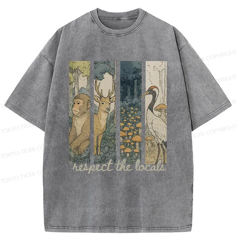 Tokyo-Tiger Japanese Local Animals And Plants Washed T-Shirt