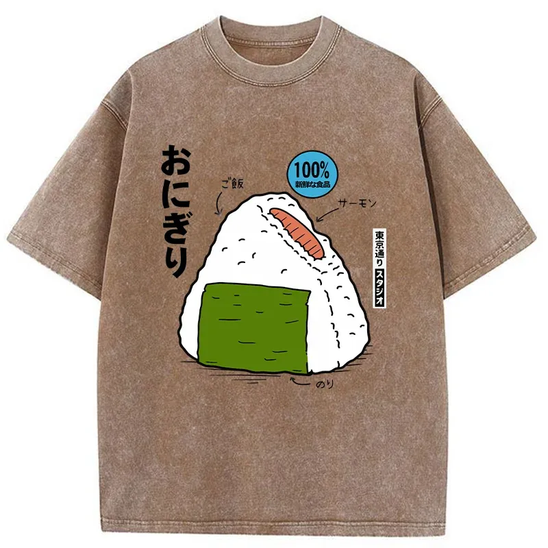 Tokyo-Tiger Delicious Onigiri Washed T-Shirt