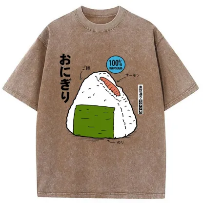 Tokyo-Tiger Delicious Onigiri Washed T-Shirt