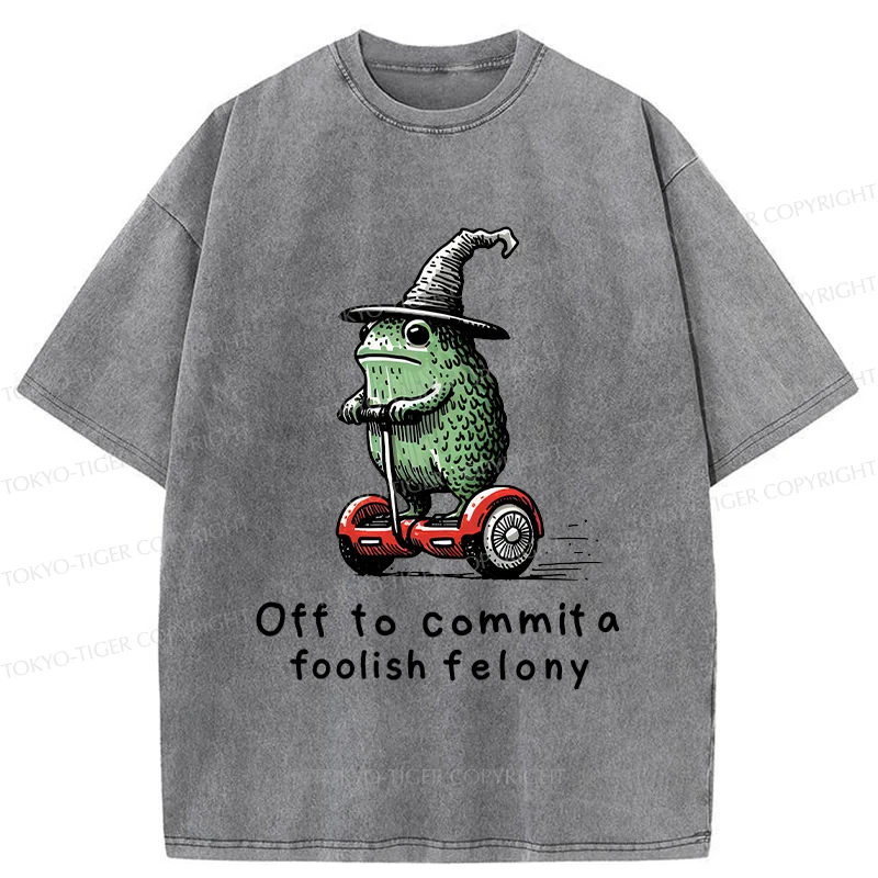 Tokyo-Tiger Japan Frog Riding A Balance Scooter Washed T-Shirt