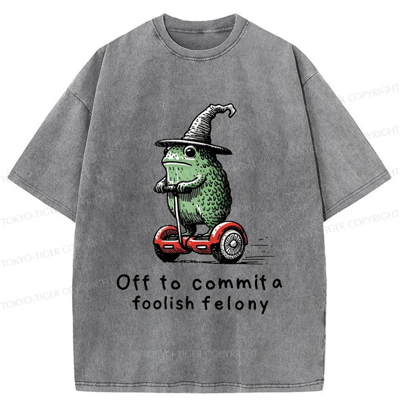 Tokyo-Tiger Japan Frog Riding A Balance Scooter Washed T-Shirt