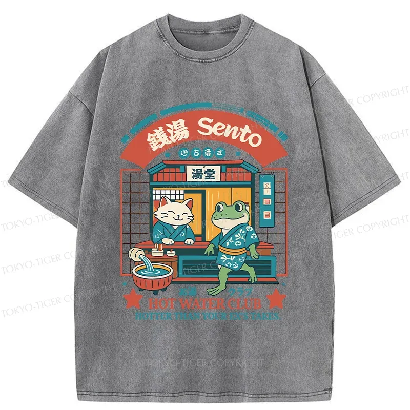 Tokyo-Tiger Animal Hot Spring Shop Washed T-Shirt