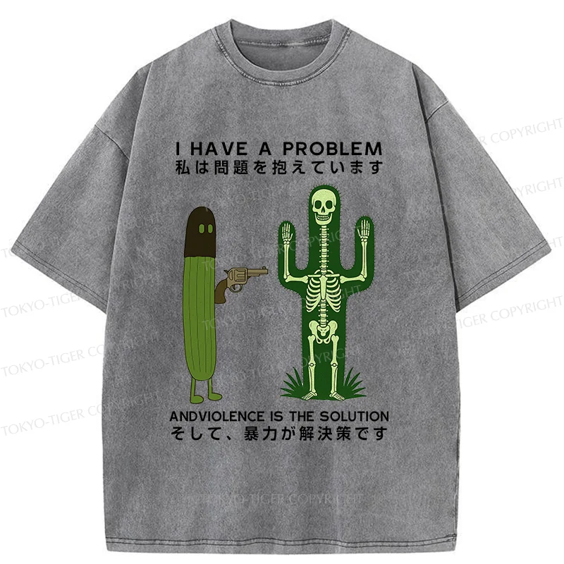 Tokyo-Tiger Cactus Attack Washed T-Shirt
