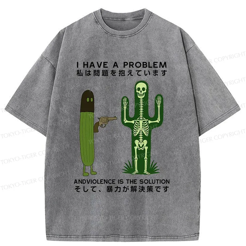 Tokyo-Tiger Cactus Attack Washed T-Shirt