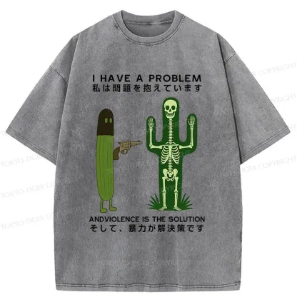 Tokyo-Tiger Cactus Attack Washed T-Shirt
