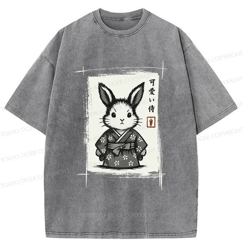Tokyo-Tiger Woodcut Bunny Washed T-Shirt