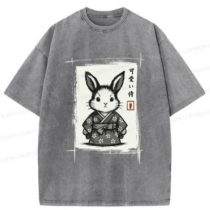 Tokyo-Tiger Woodcut Bunny Washed T-Shirt