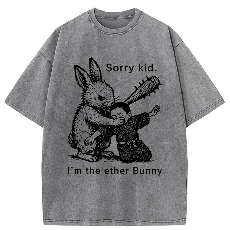 Tokyo-Tiger Bad Rabbit Funny Washed T-Shirt