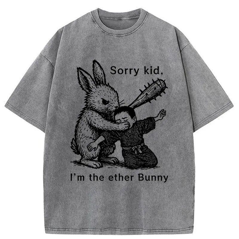 Tokyo-Tiger Bad Rabbit Funny Washed T-Shirt