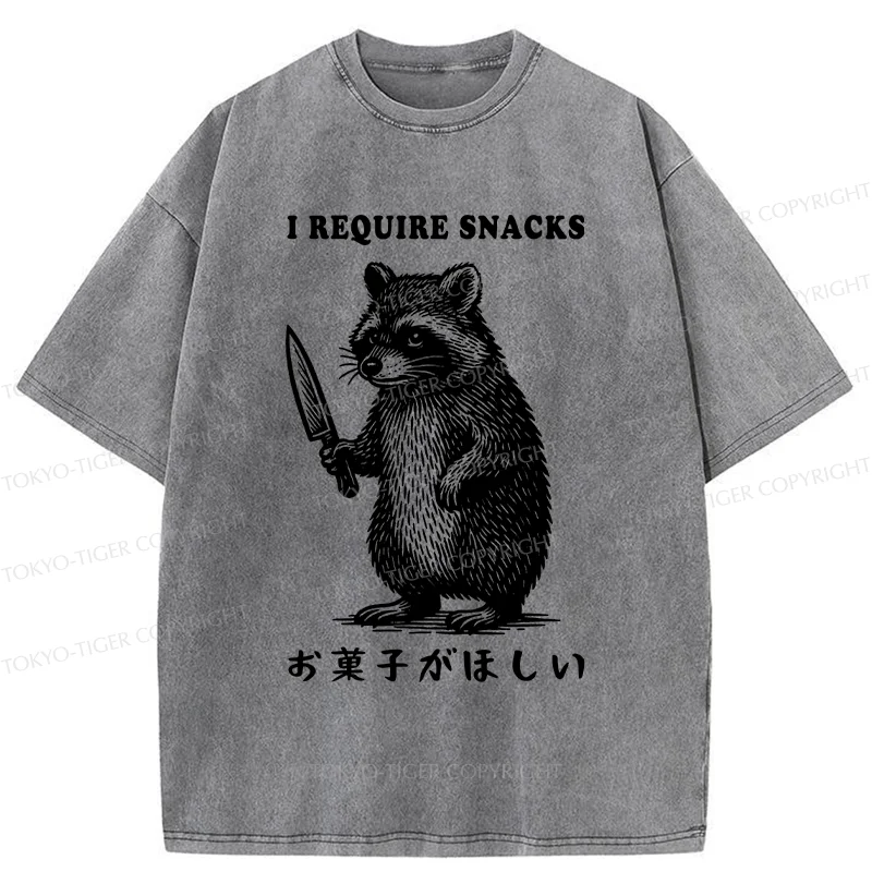 Tokyo-Tiger Raccoon Needs Candy Washed T-Shirt