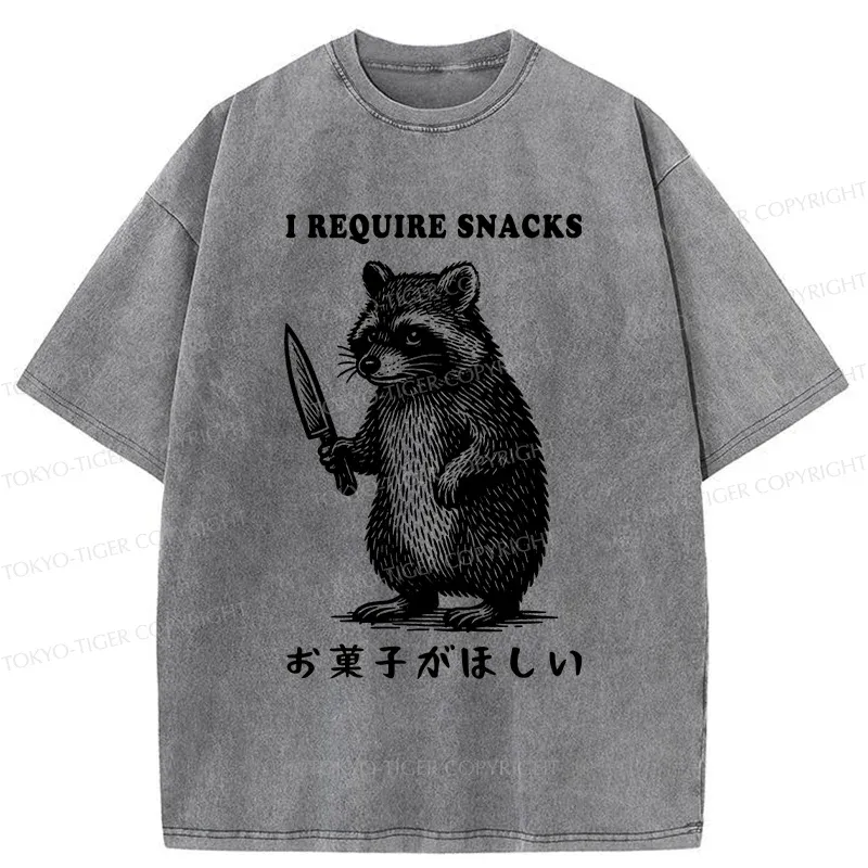 Tokyo-Tiger Raccoon Needs Candy Washed T-Shirt