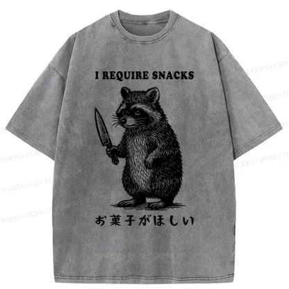 Tokyo-Tiger Raccoon Needs Candy Washed T-Shirt